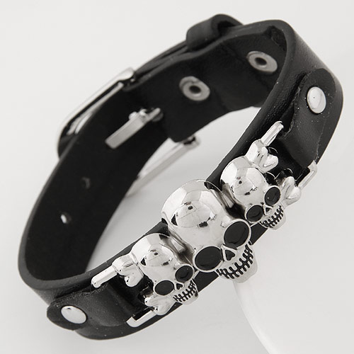 Fashion Black Skull&rivet Decorated Simple Design