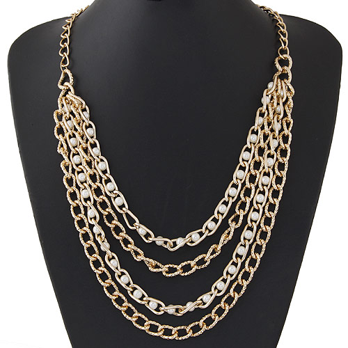 Fashion Gold Color Multilayer Chains Decorated Simple Design Alloy Chains
