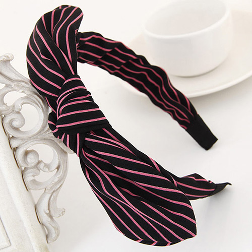 Fashion Plum Red Stripe Pattern Decorated Bowknot Design Fabric Hair band hair hoop