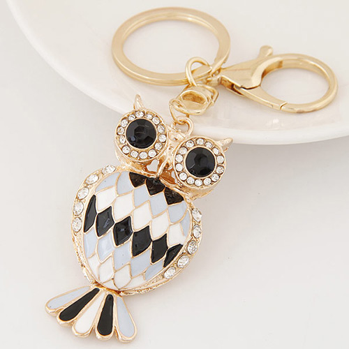 Fashion Black+white Diamond Decorated Owl Shape Design
