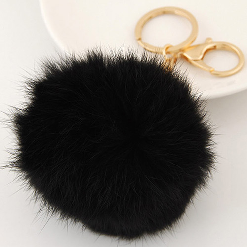 Fashion Black Fur Ball Pendant Decorated Simple Design