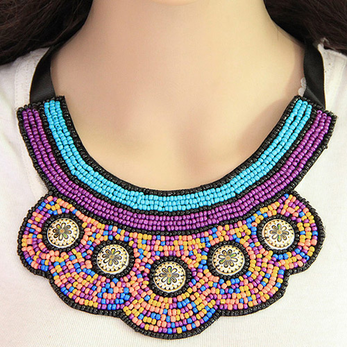 Bohemia Multi-color Beads Weaving Decorated Collar Design