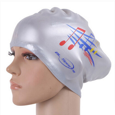High-quality Silver Color Sheet Music Pattern Swimming Cap Design