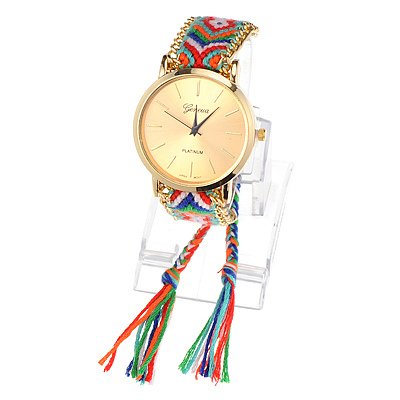 Ethnic Multicolor Tassel Weave Simple Design  Alloy Ladies Watches