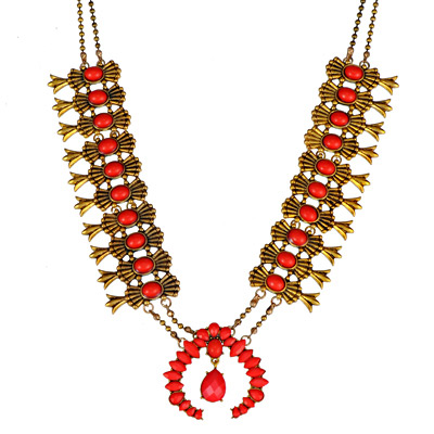Fashion Multicolor Gemstone Decorated Flower Design Alloy Bib Necklaces