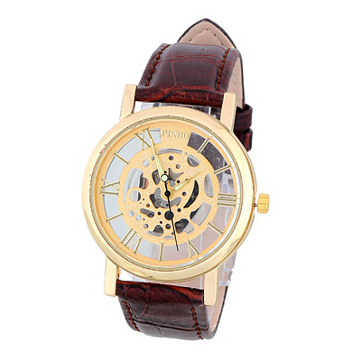 Bardian Coffee&gold Color Roman Numerals Decorated Hollow Out Design