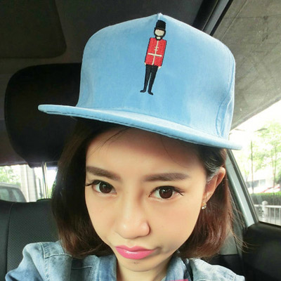 Fashion Blue Soldier Embroideried Decorated Simple Design  Canvas Baseball Caps