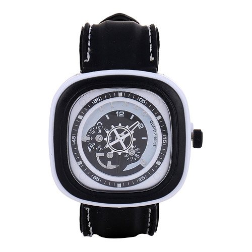 Casual White Second Disc Decorated Square Shape Design  Platic Men's Watches