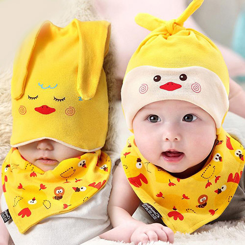 Lovely Yellow Ears Deocrated Cartoon Animal Pattern Design With Scarf