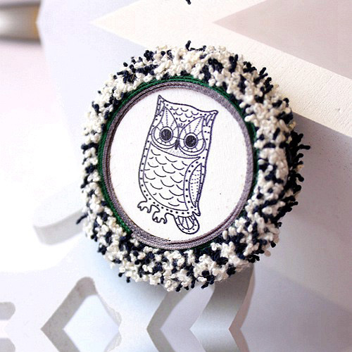 Cute White Owl Pattern Decorated Round Shape Design