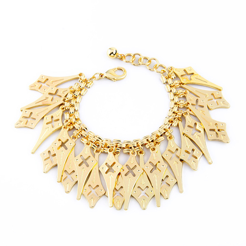 Fashion Gold Color Geometry Shape Decorated Hollow Out Design