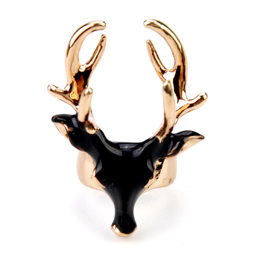 Personality Black Deer Shape Decorate Opening Design Alloy Fashion Rings