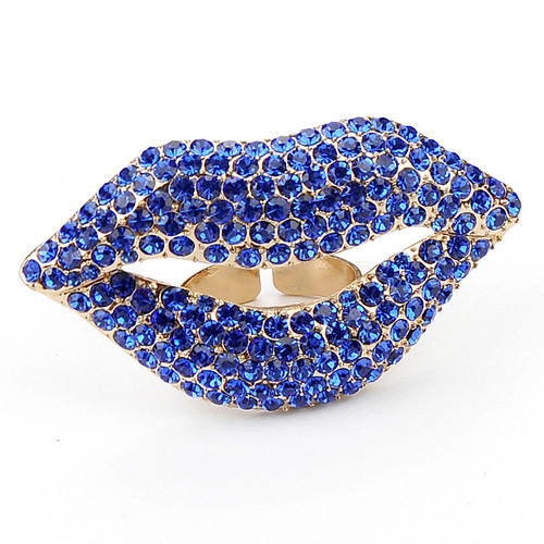 Personality Blue Diamond Decorated Lip Shape Design