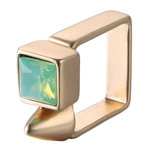 Personality Gold Color+green Diamond Decorated Square Shape Design Alloy Fashion Rings