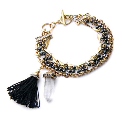 Fashion Black Beads&tassel Decorated Multilayer Design
