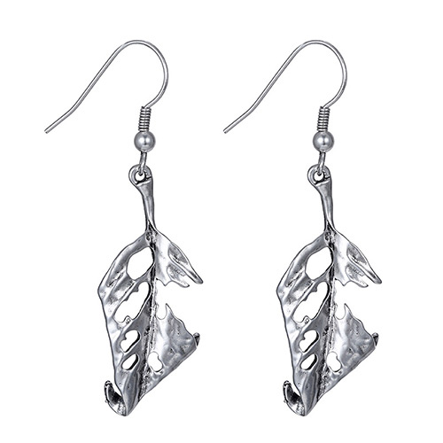 Vintage Anti-silver Hollow Out Leaf Decorated Simple Design Alloy Fashion earrings