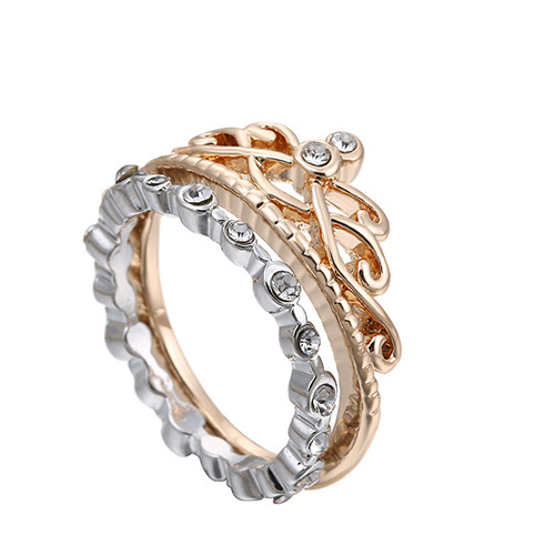 Fashion Gold Color+white Diamond&crown Shape Decorated Simple Design Alloy Fashion Rings