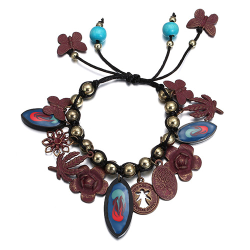 Vintage Multi-color Multi-element Decorated Beads Weaving Design  Alloy Fashion Bracelets