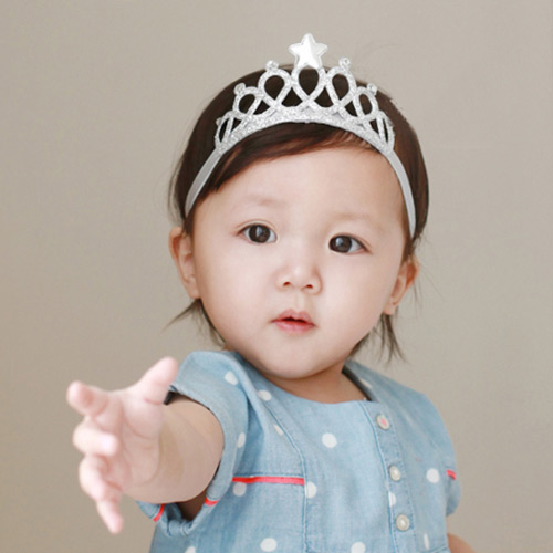 Cute Silver Color Star&diamond Decorated Crown Shape Design
