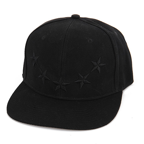 Fashion Black Embroidered Star Pattern Decorated Pure Color Design