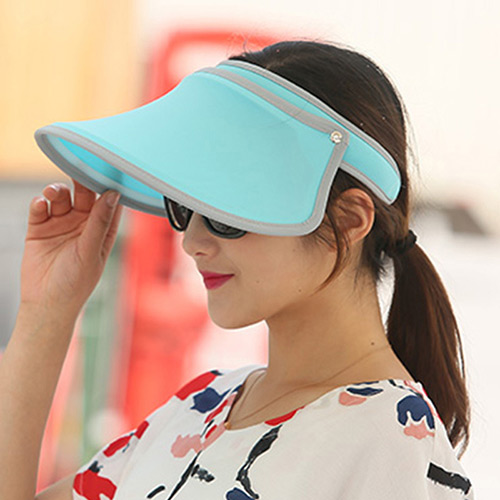 Fashion Blue Wide Brim Hemming Simple Design Milk Fiber Sun Hats
