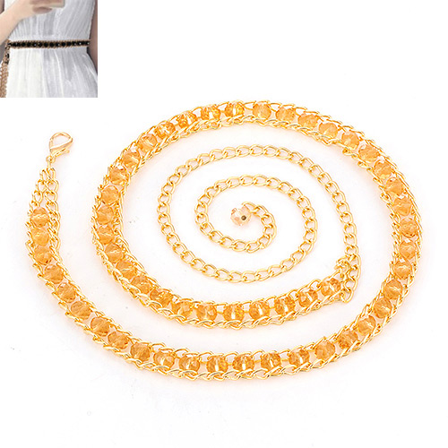 Fashion Champagne Beads Decorated Chains Weave Design
