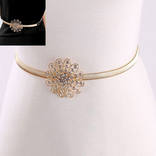 Fashion Gold Color Flower Decorated Simple Design