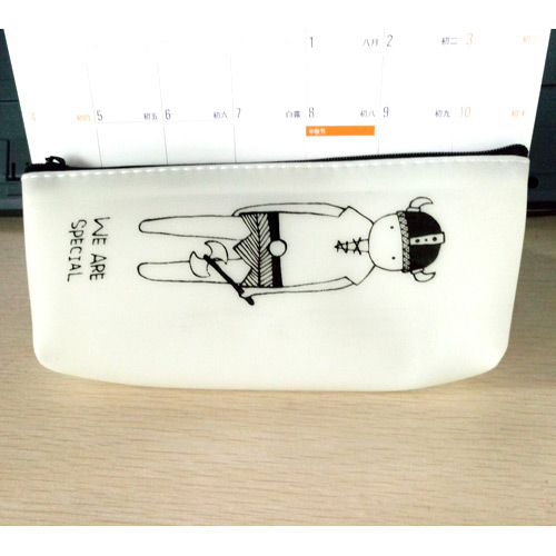 Lovely White Guard Pattern Decorated Simple Design Gellly Glue Pencil Case