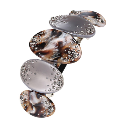 Temperamental Gray Oval Shape&diamond Decorated Simple Design Acrylic Hair clip hair claw