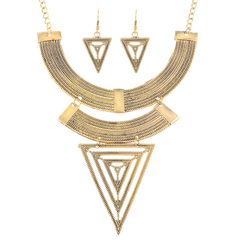 Exaggerated Gold Color Triangle Shape Decorated Simpel Design