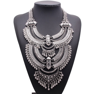 Exaggerate Silver Color Balls Decorated Multilayer Design