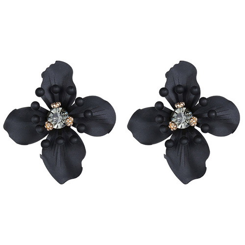 Personality Black Beads Decorated Flower Shape Design