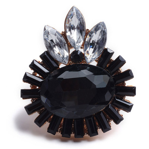 Personalized Black Gemstone Decorated Simple Design Cz Diamond Korean Rings