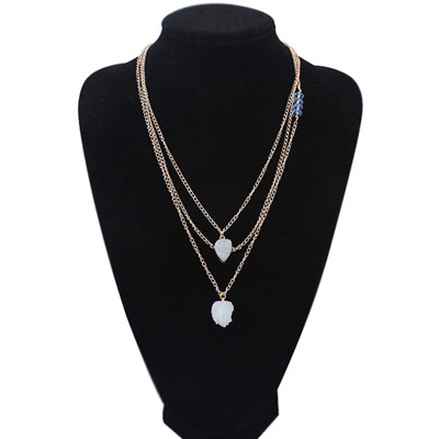 Parsimonious White Beads Decorated Multilayer Design Alloy Chains