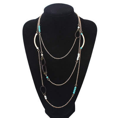 Joker Blue Beads Decorated Multilayer Design Alloy Chains
