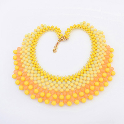 Bohemia Yellow Gemstone Decorated Multilayer Design Alloy Bib Necklaces