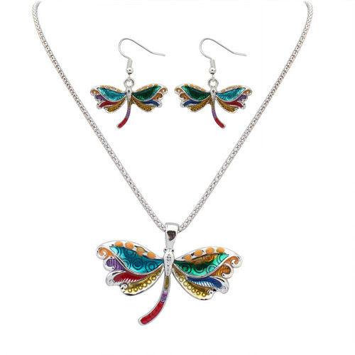 Cute Silver Color Dragonfly Shape Pendant Decorated Simple Design Alloy Jewelry Sets