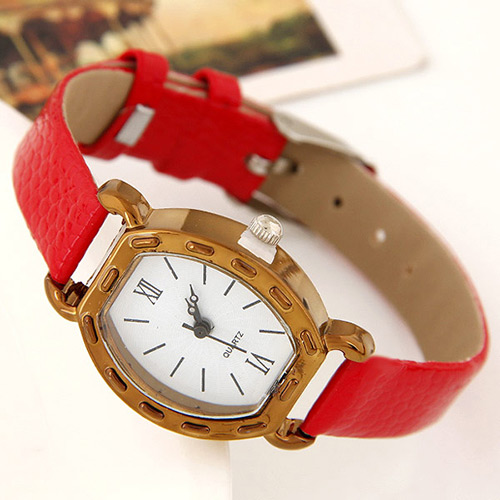 Fashion Red Pure Color Watch Strap Decorated Simple Watch