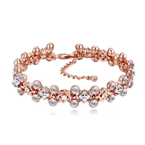 Fashion Rose Gold+white Gemstone Shape Diamond Decorated Simple Bracelets