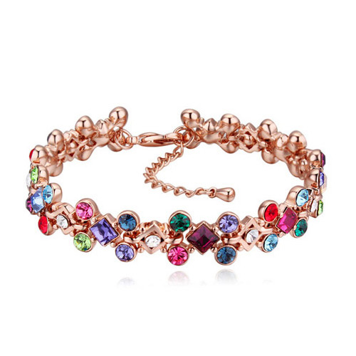 Fashion Multi-color Gemstone Shape Diamond Decorated Simple Bracelets