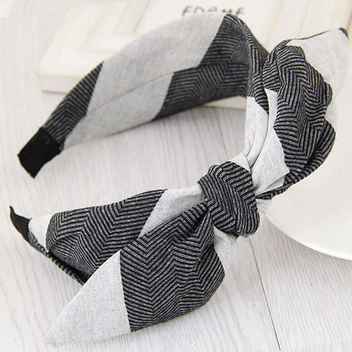 Fashion Black+gray Color Matching Design Bowknot Shape Simple Hair Clasp