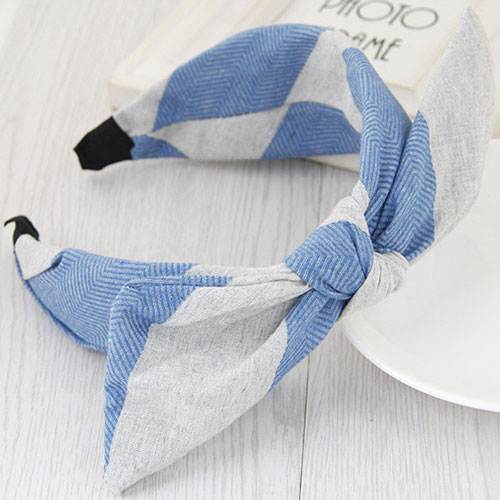 Fashion Blue+gray Color Matching Design Bowknot Shape Simple Hair Clasp
