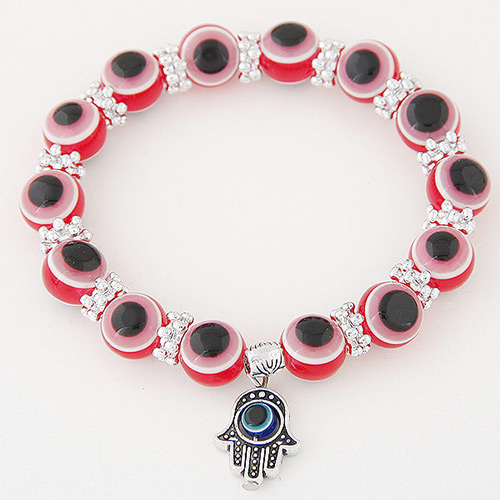Personlity Red Metal Palm Pendant Decorated Eyes Design Simple Bracelet