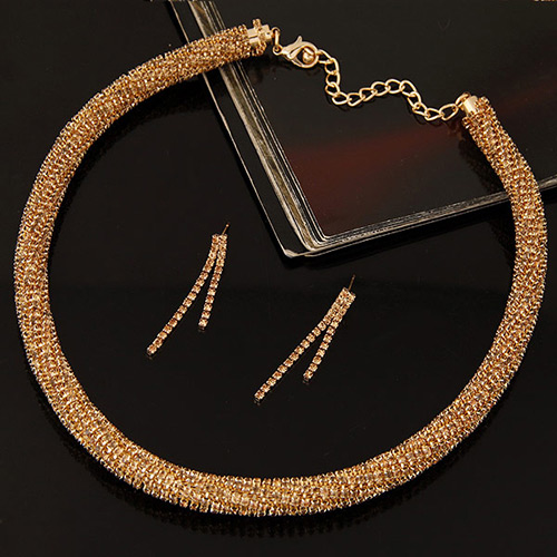 Fashion Champagne Twist Chain Decorated Simple Jewelry Sets