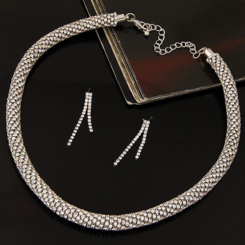 Fashion Silver Color Twist Chain Decorated Simple Jewelry Sets