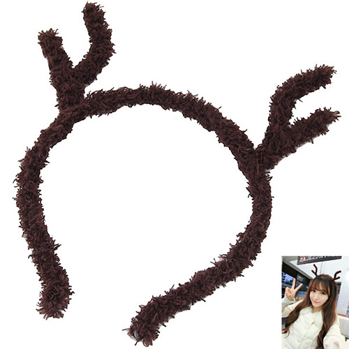 Sweet Coffee Brushy Deer Ear Shape Decorated Pure Color Hair Clasp
