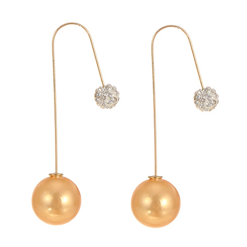 Elegant Champagne? Diamond Decorated Pearl Pendant Earring