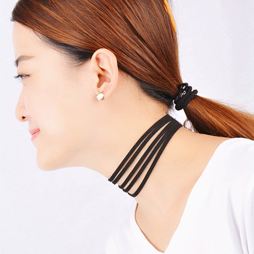 Fashion Black Pure Color Design Simple Multilayer Necklace