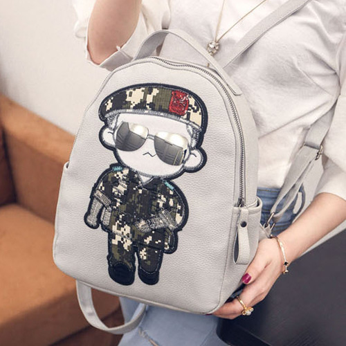 Cute Gray Soldier Pattern Decorated Dots Descendants Of The Sun Backpack