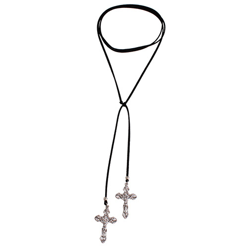 Vintage Silver Color Cross Pendant Decorated Multi-layer Simple Necklace